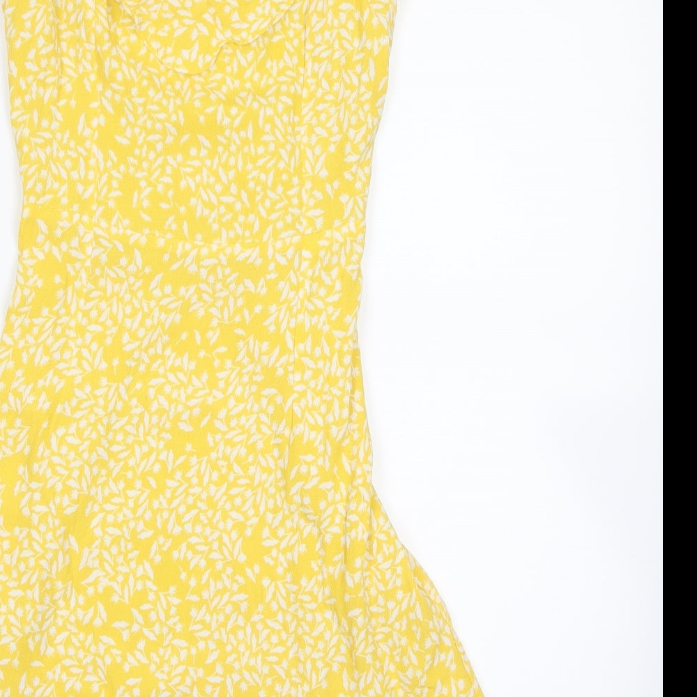H&M Womens Yellow Floral  Tank Dress  Size 8