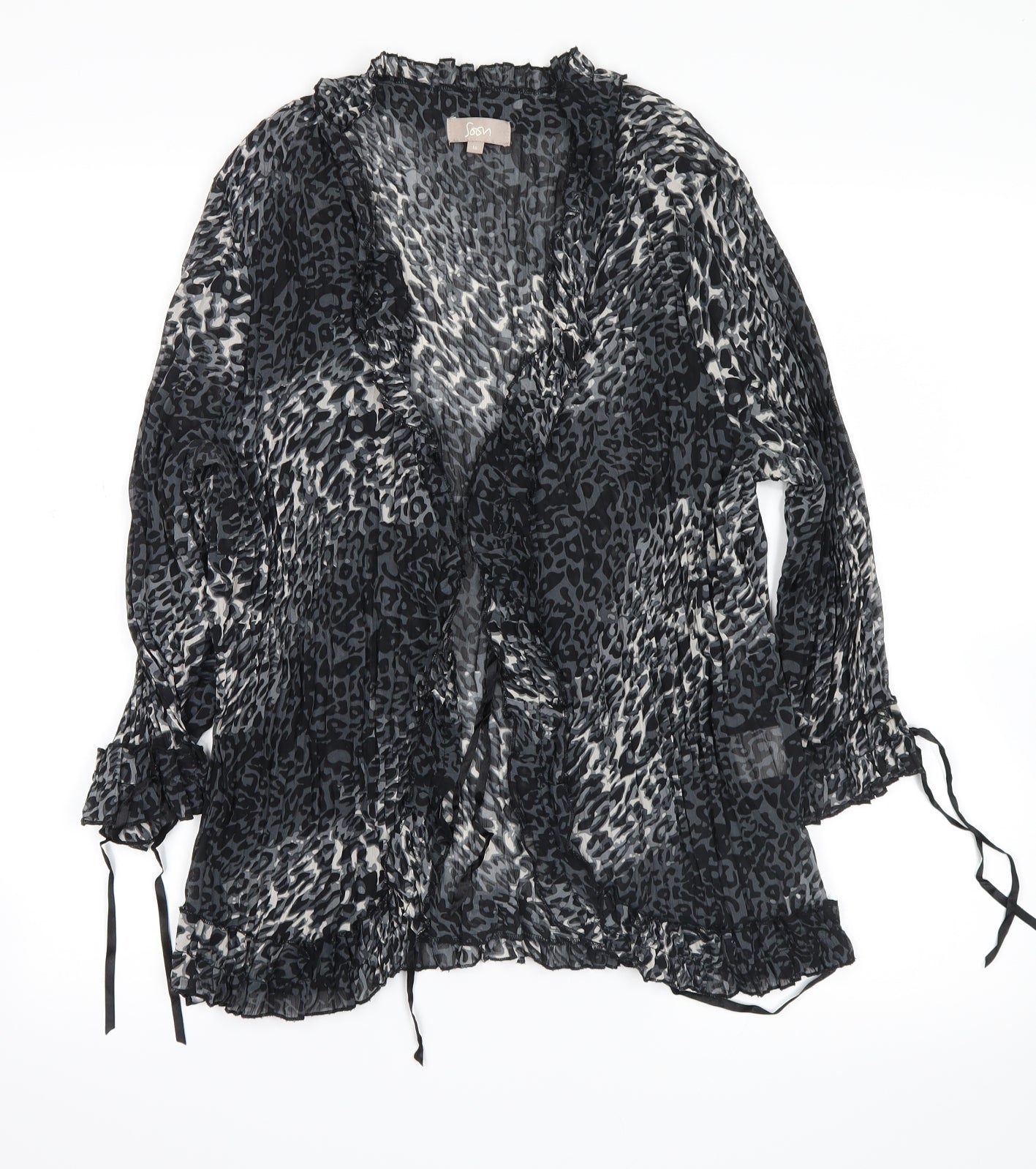 Soon Womens Grey Animal Print  Wrap Blouse Size 16