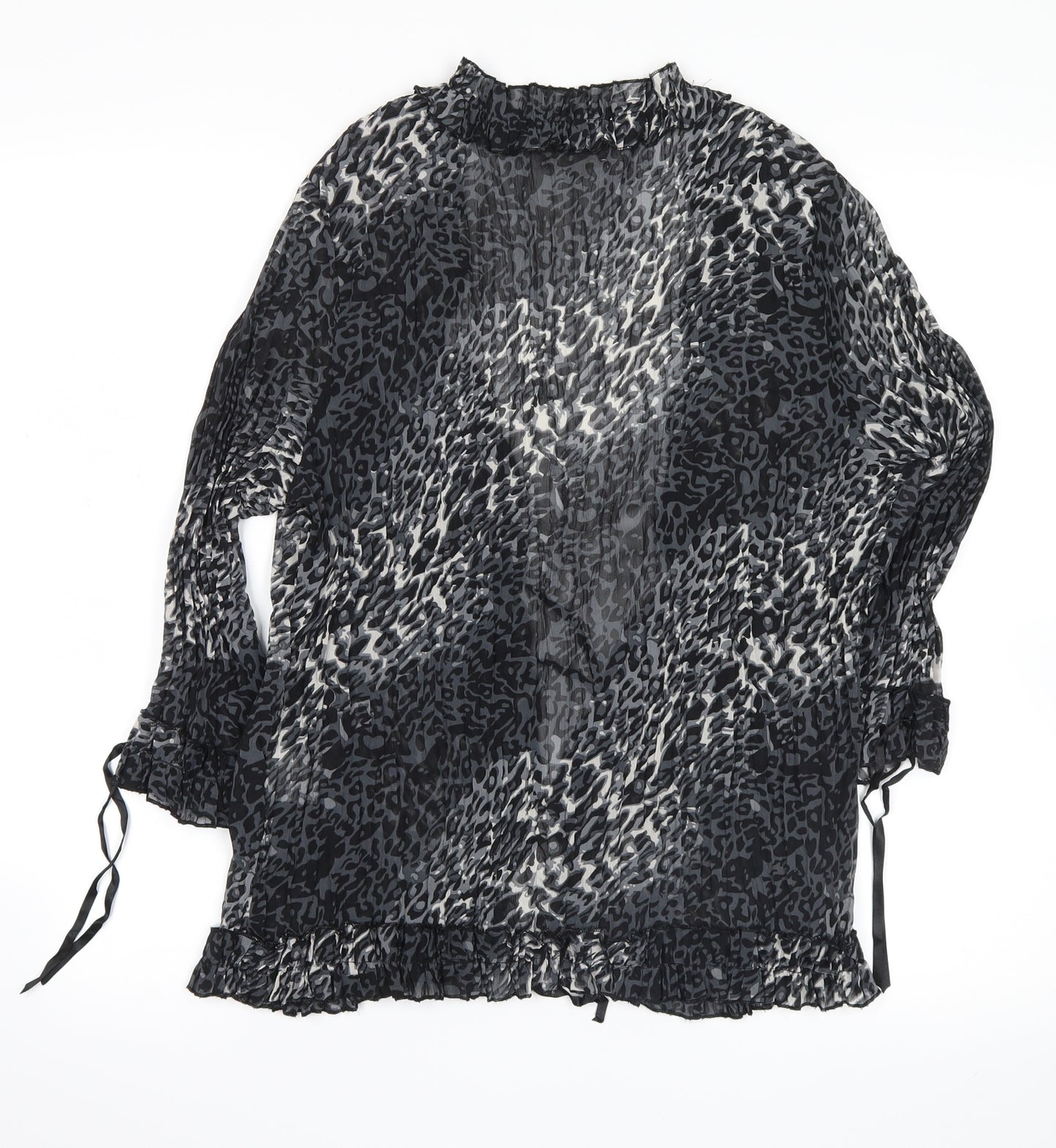 Soon Womens Grey Animal Print  Wrap Blouse Size 16