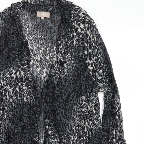 Soon Womens Grey Animal Print  Wrap Blouse Size 16