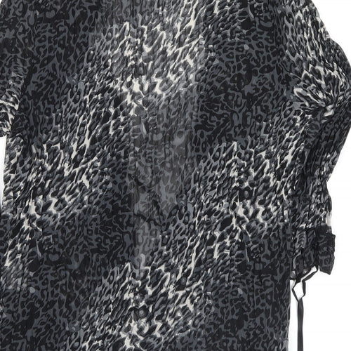 Soon Womens Grey Animal Print  Wrap Blouse Size 16