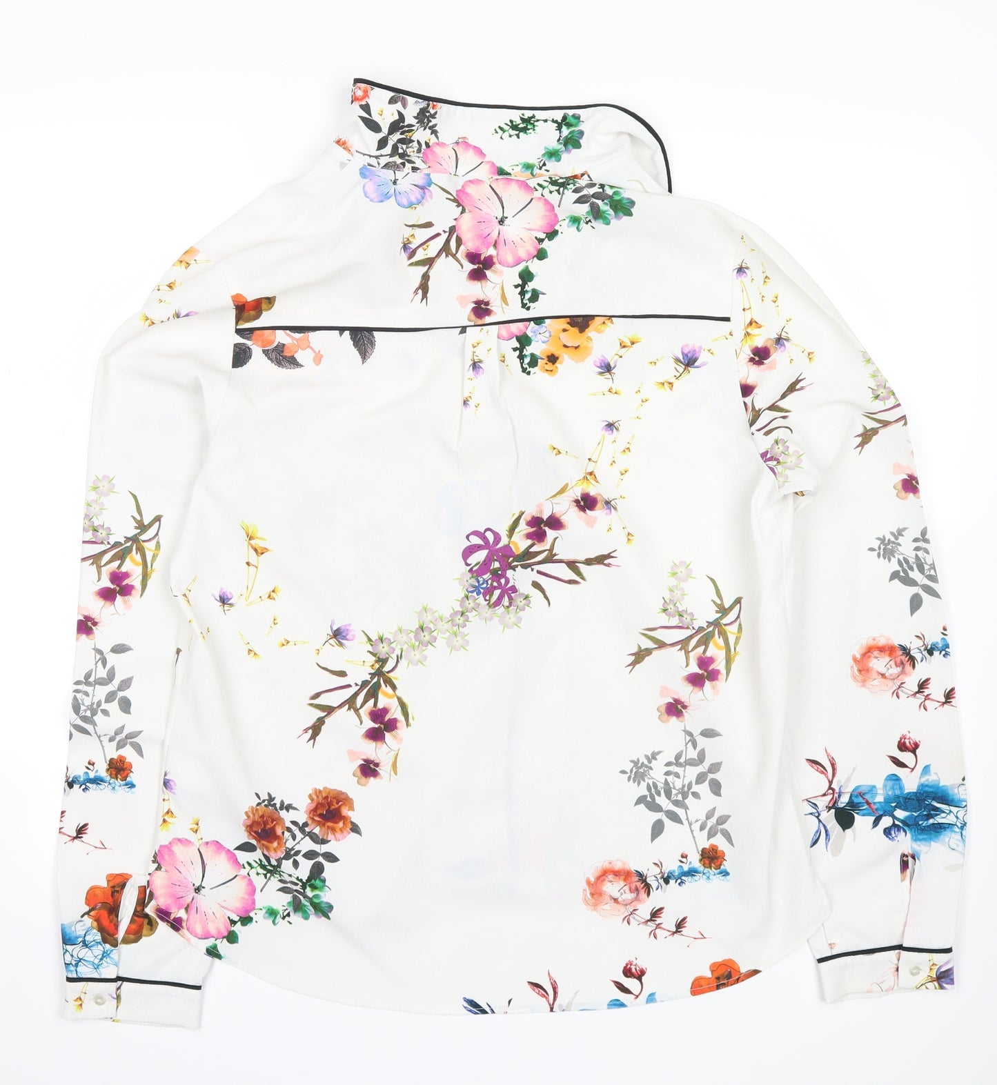 NEXT Womens White Floral  Basic Button-Up Size 16