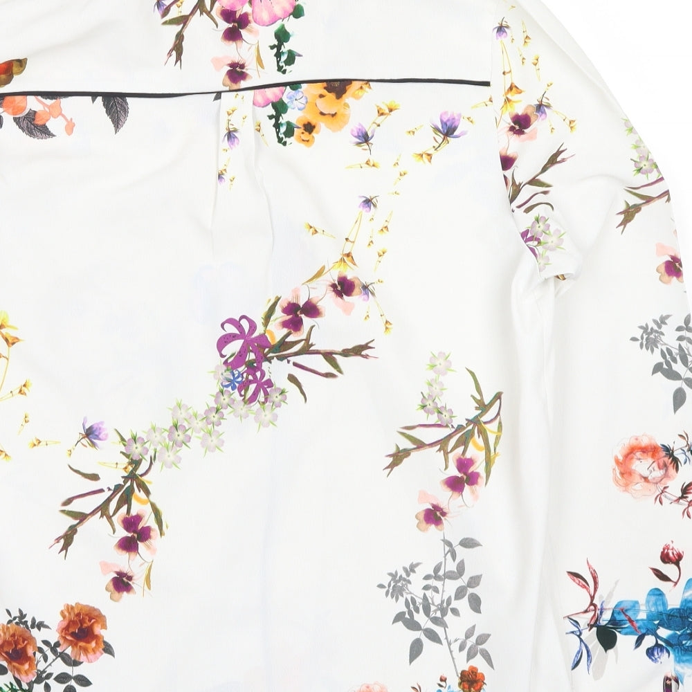 NEXT Womens White Floral  Basic Button-Up Size 16