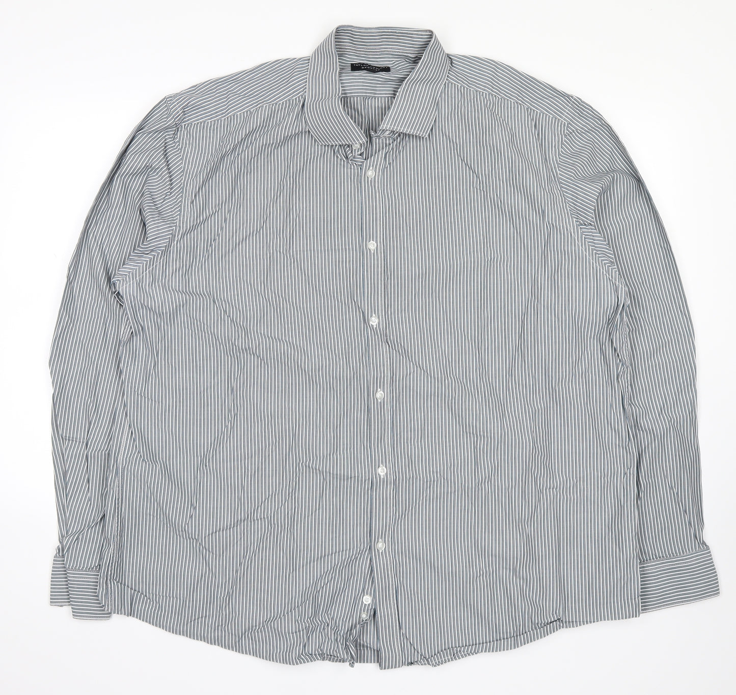 Taylor & Wright Mens Grey Striped   Dress Shirt Size 18