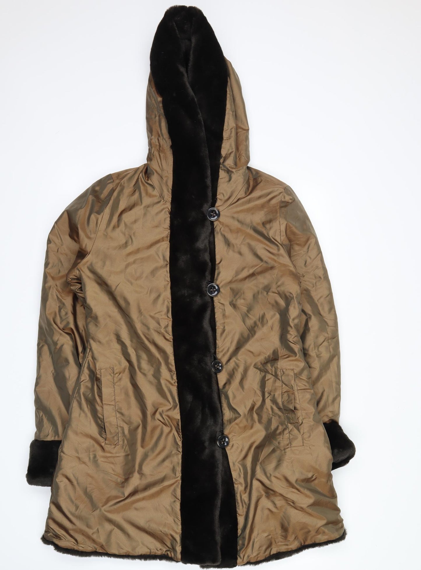 Dennis Basso Womens Brown   Puffer Jacket Coat Size XS