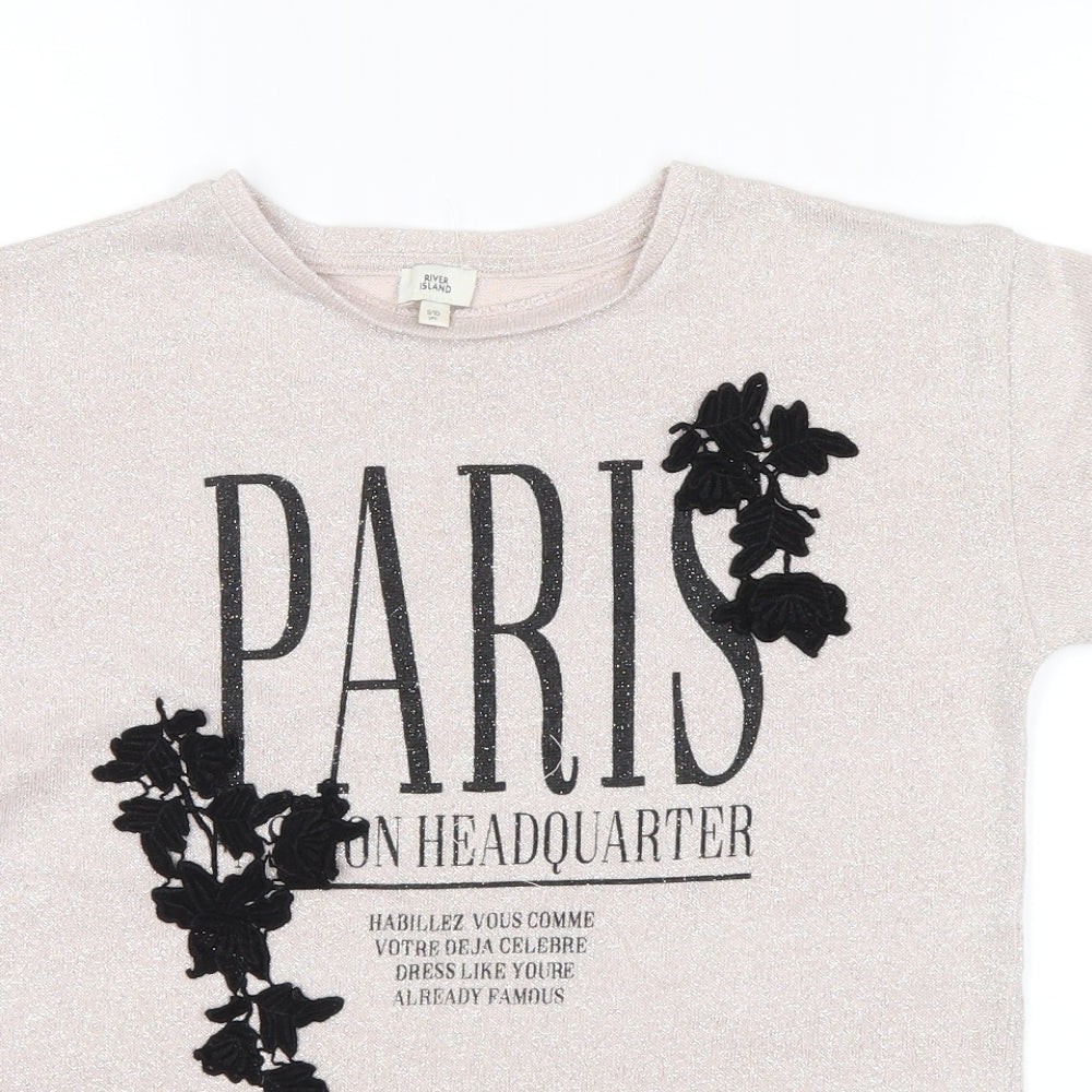 river isladn Girls Pink   Basic T-Shirt Size 9-10 Years  - paris