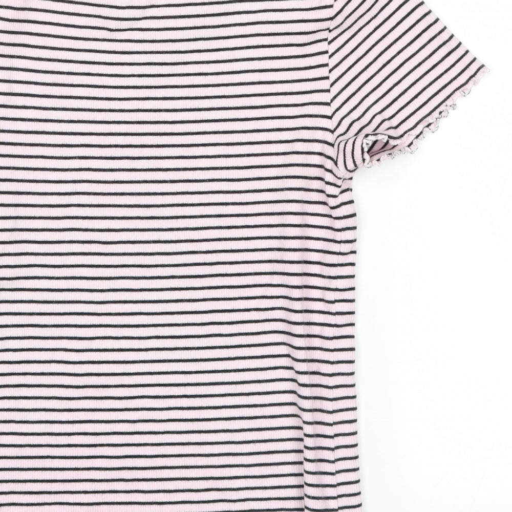 NEXT Girls Pink Striped  Basic T-Shirt Size 12 Years