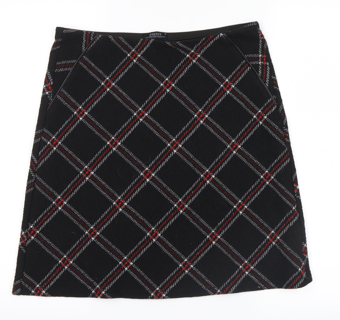 Papaya Womens Black Check  Flare Skirt Size 10