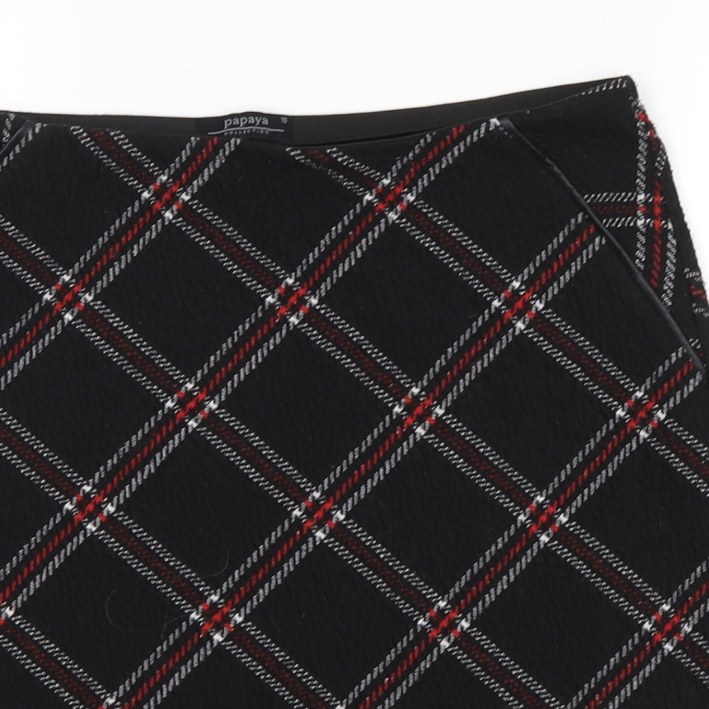 Papaya Womens Black Check  Flare Skirt Size 10
