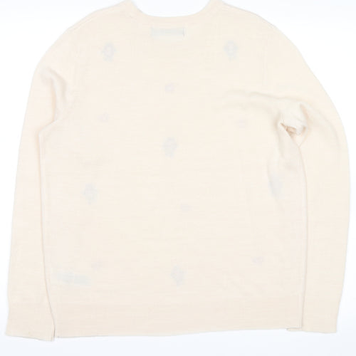 Marks and Spencer Womens Beige Animal Print  Pullover Jumper Size M  - robin, heart