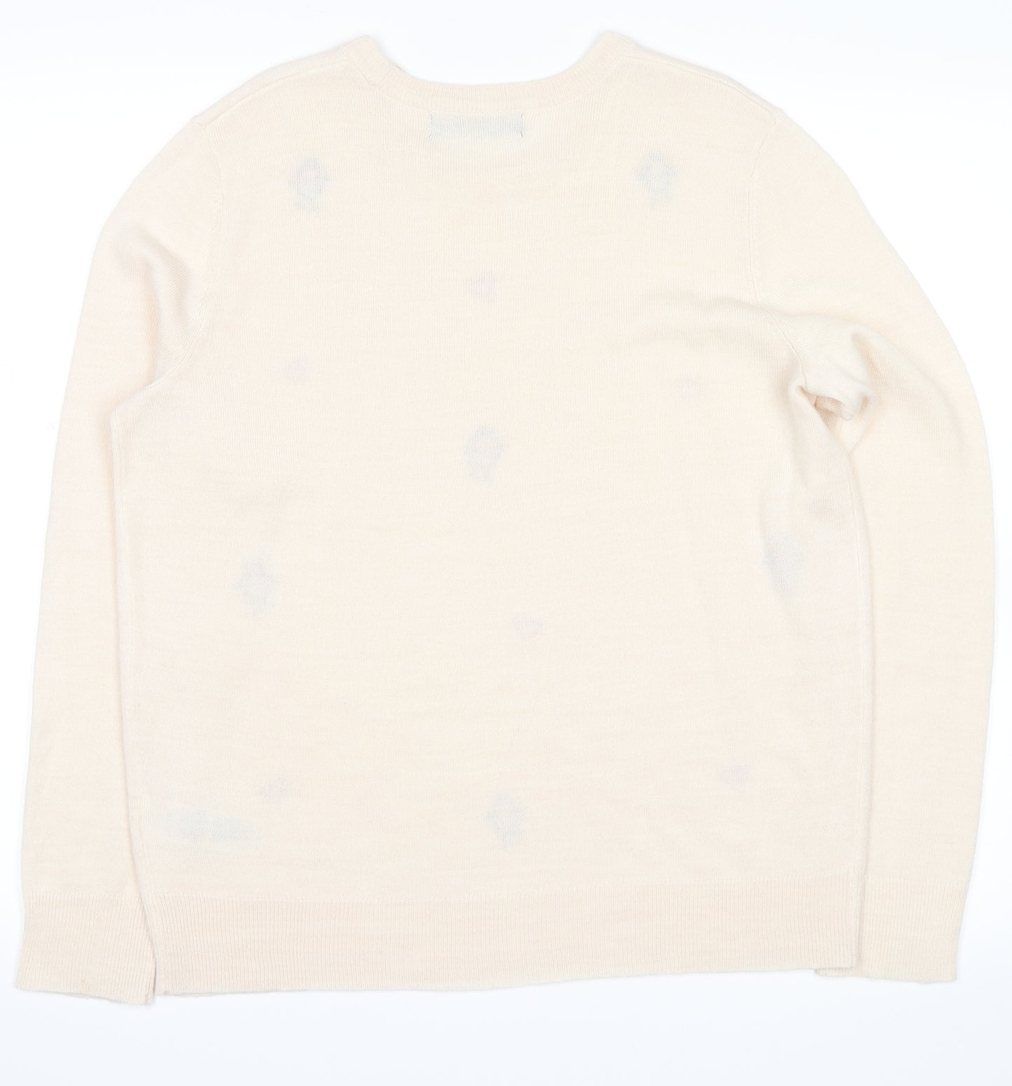 Marks and Spencer Womens Beige Animal Print  Pullover Jumper Size M  - robin, heart