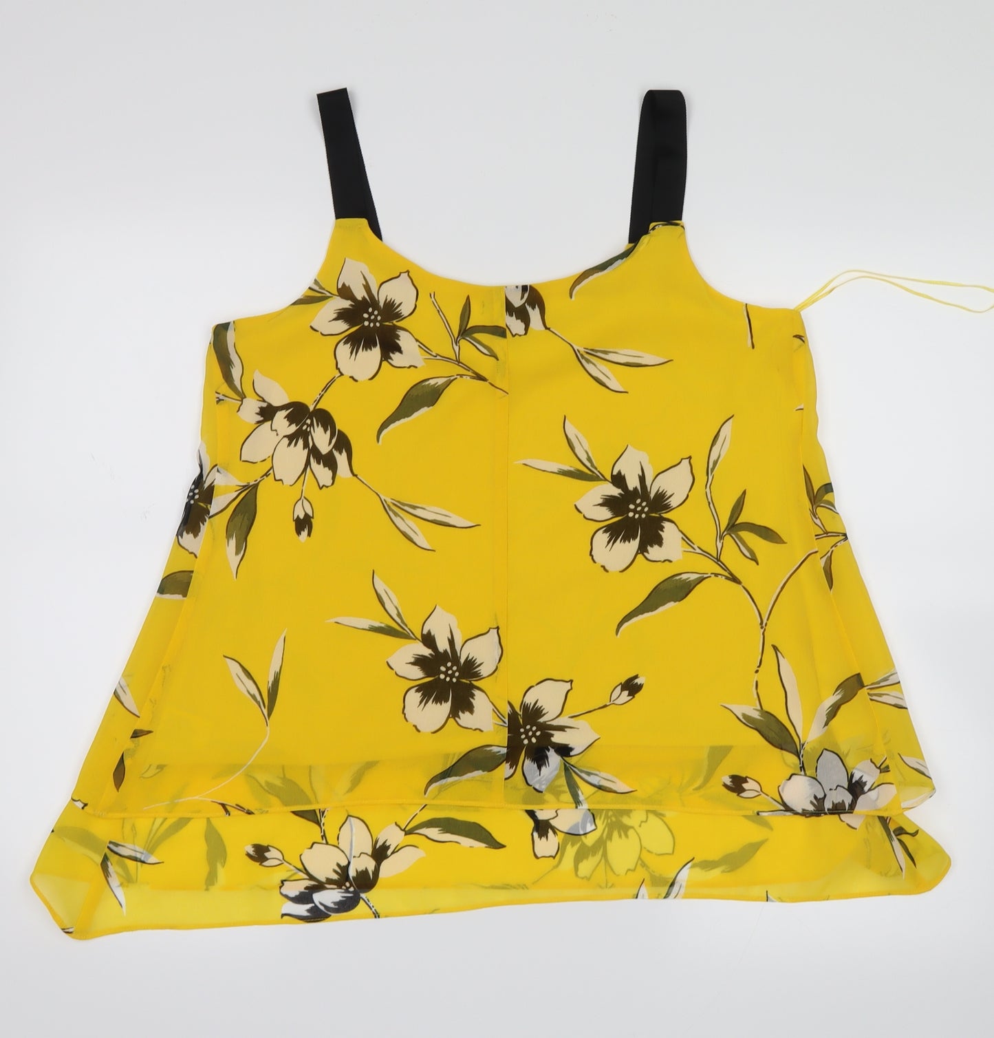 Roman Womens Yellow Floral  Basic Tank Size 12