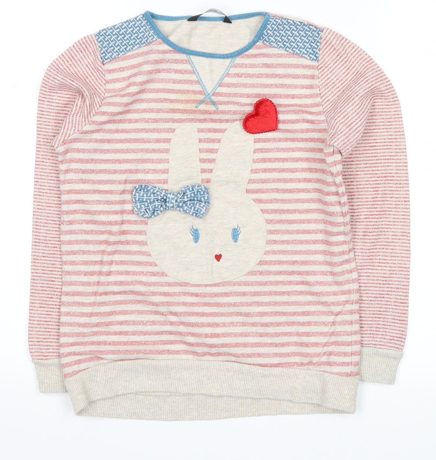 George Girls Red Striped  Pullover Jumper Size 6-7 Years  - rabbit
