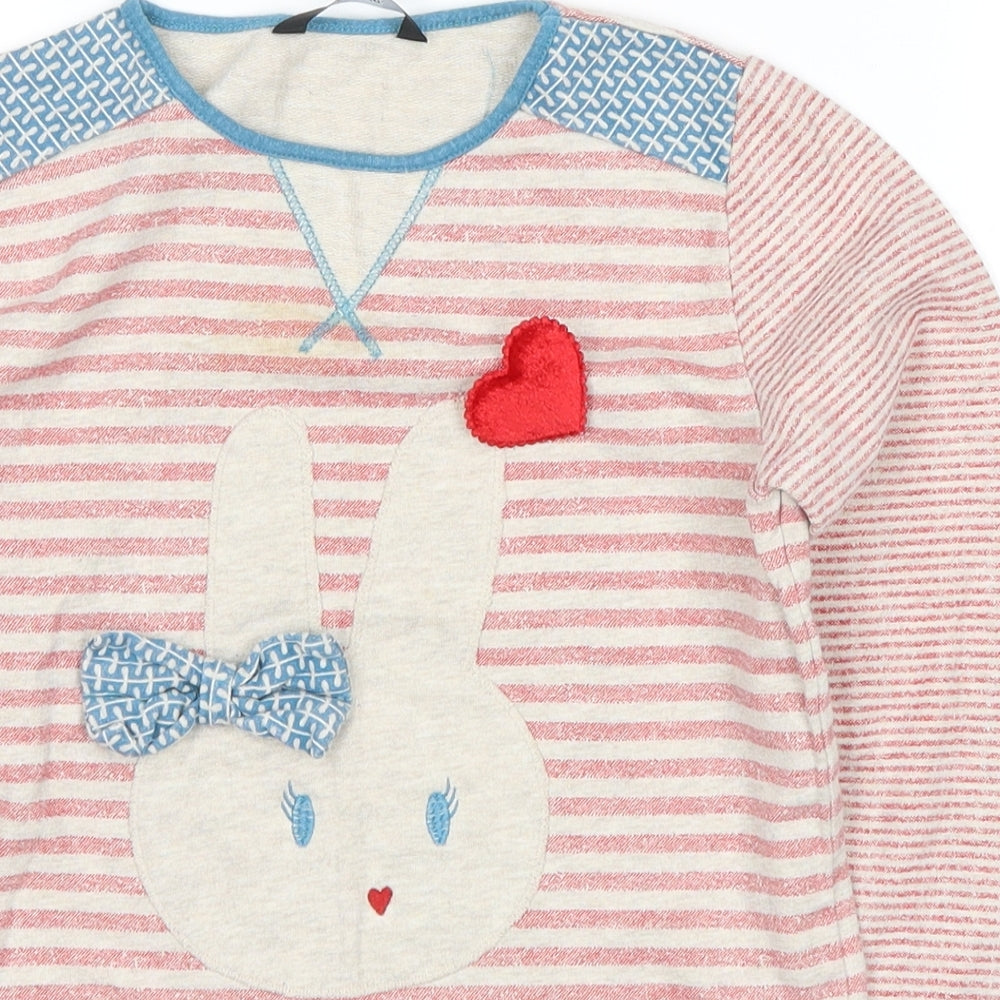 George Girls Red Striped  Pullover Jumper Size 6-7 Years  - rabbit
