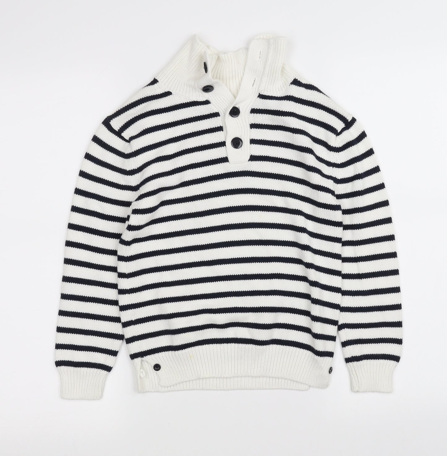 Gap Girls White Striped  Pullover Jumper Size 6-7 Years