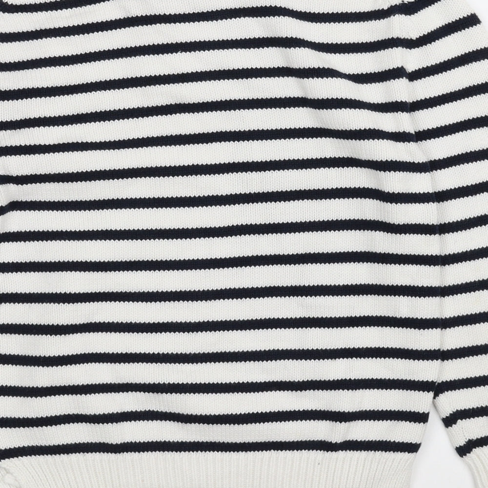 Gap Girls White Striped  Pullover Jumper Size 6-7 Years