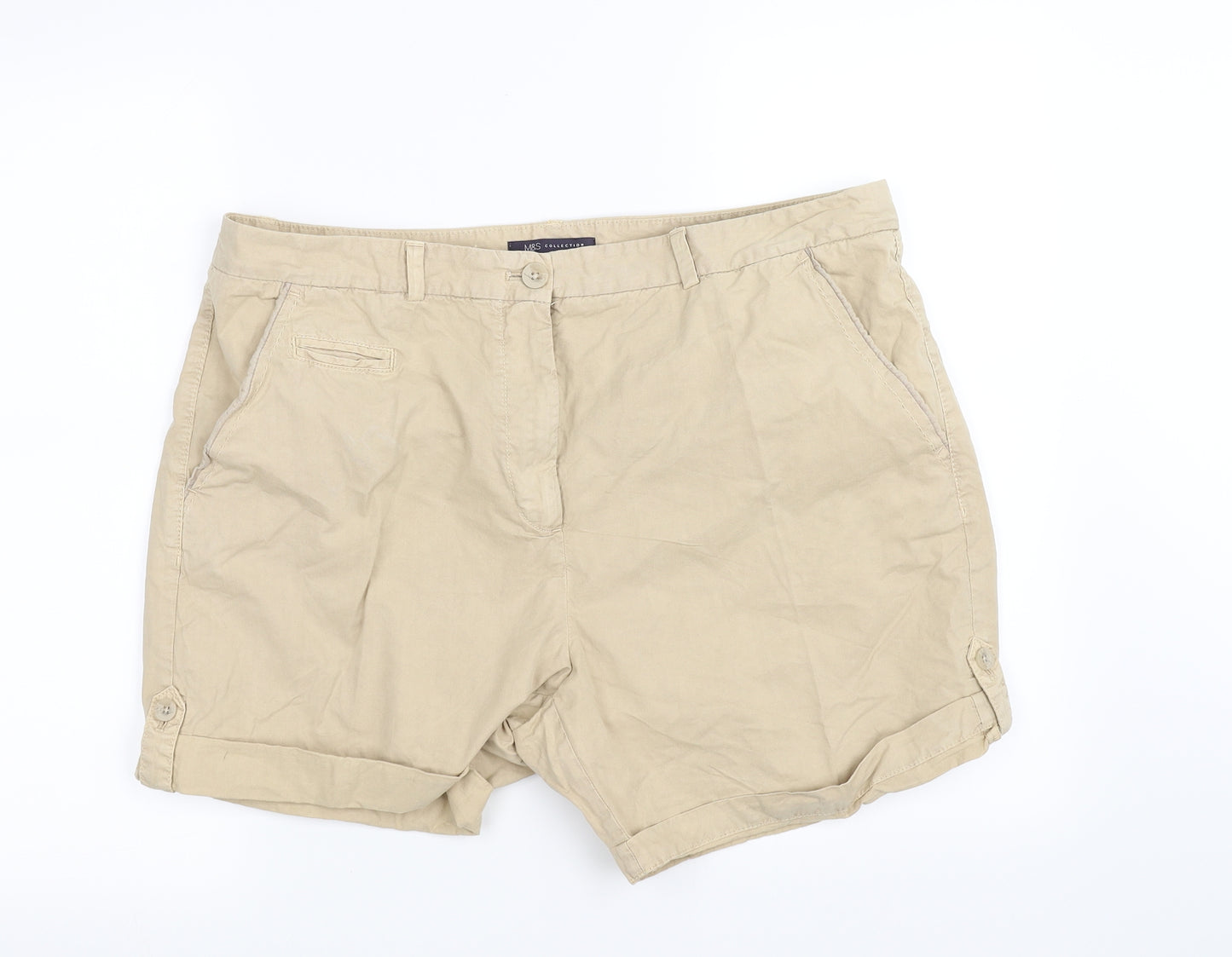 Marks and Spencer Womens Beige   Chino Shorts Size 18