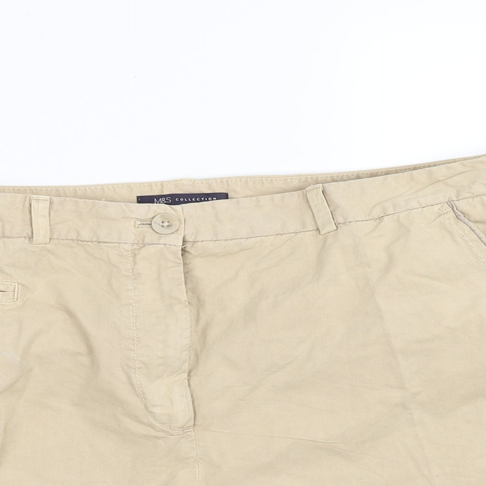 Marks and Spencer Womens Beige   Chino Shorts Size 18