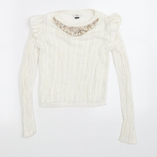 River Island Girls White   Basic T-Shirt Size 9-10 Years