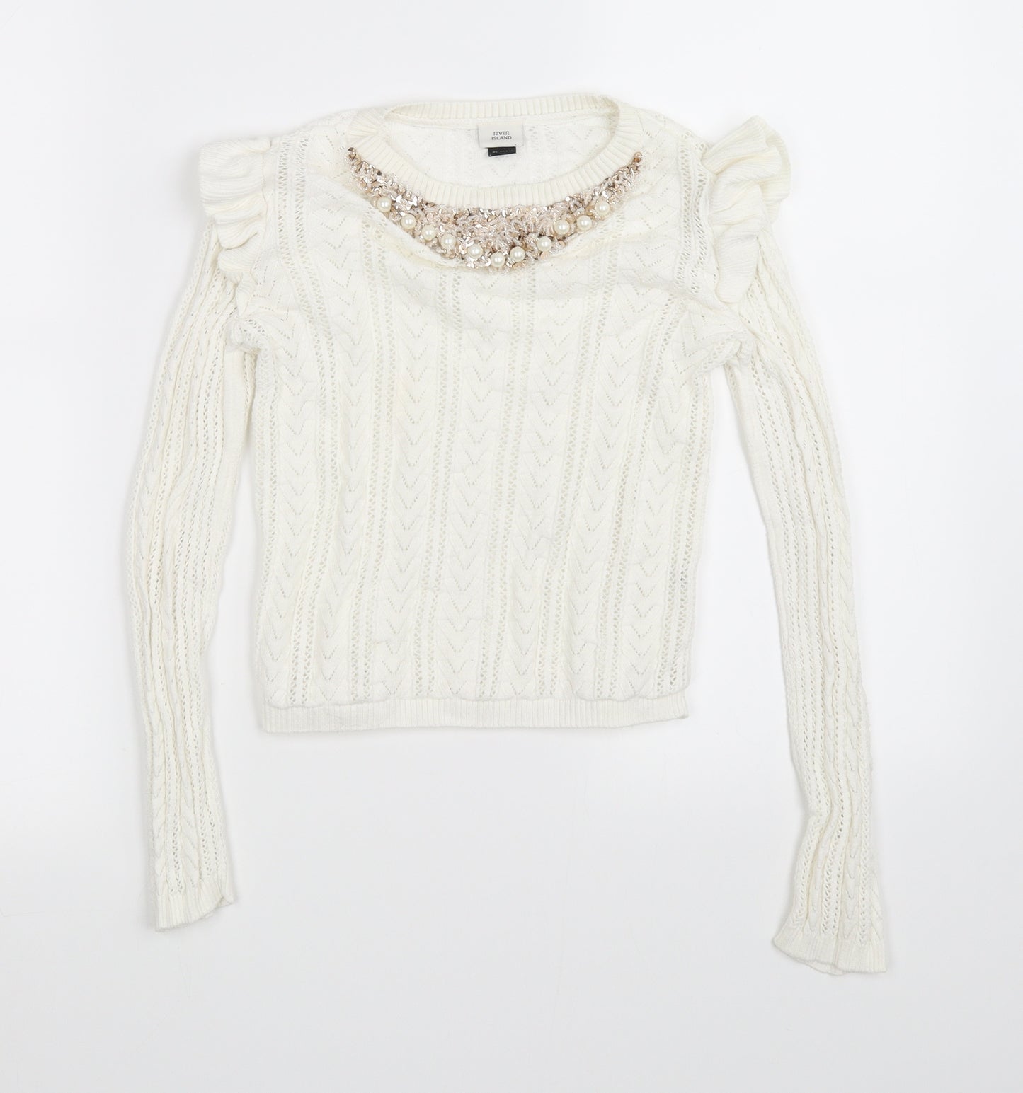River Island Girls White   Basic T-Shirt Size 9-10 Years