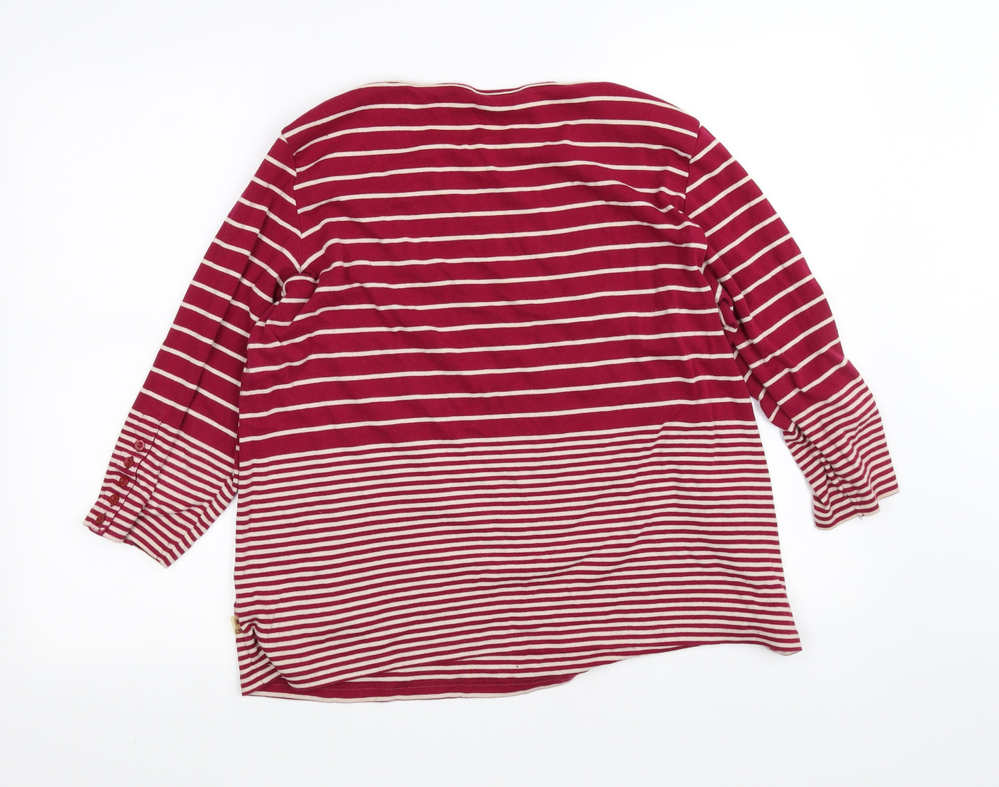 Maine New England Womens Red Striped  Basic T-Shirt Size 20