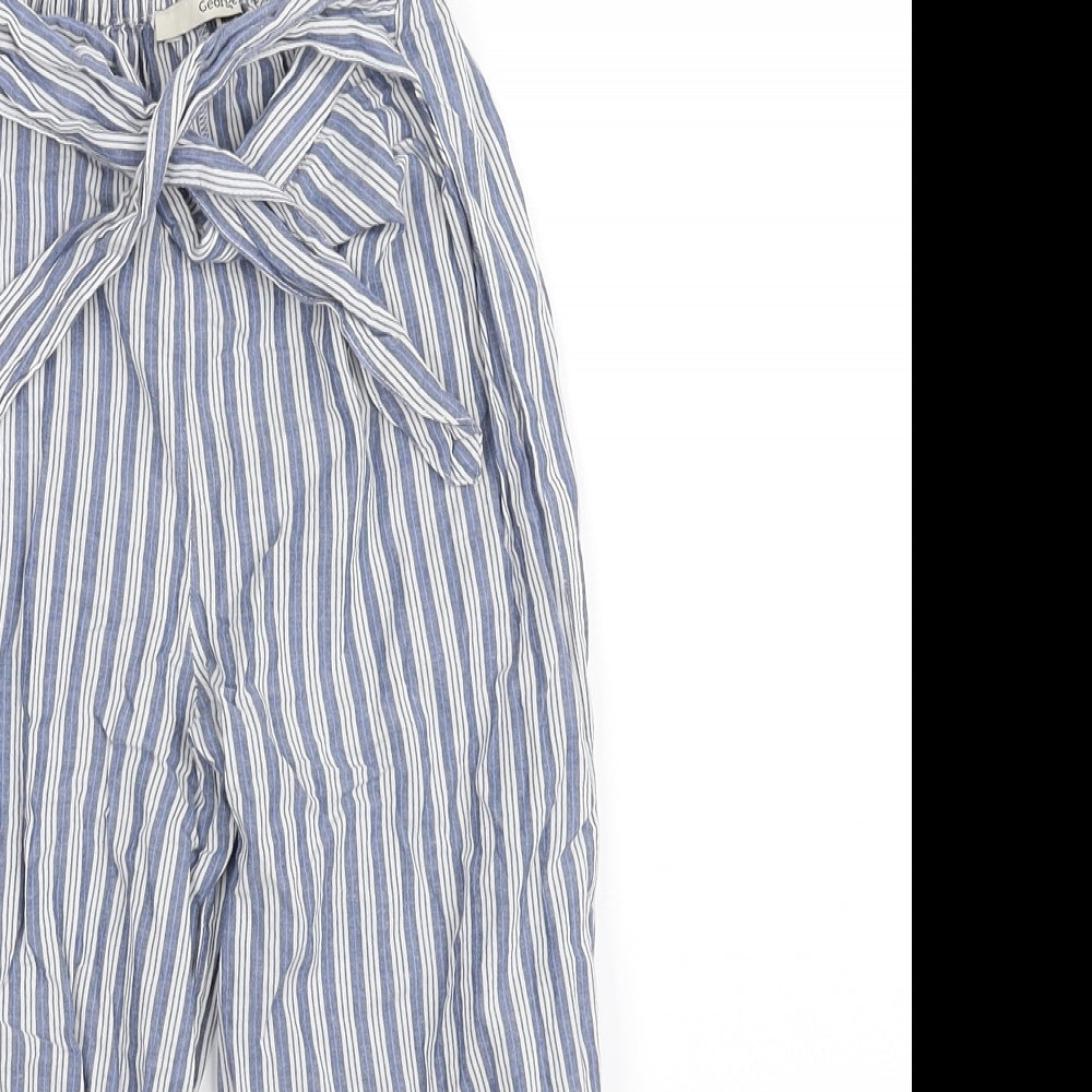 George Girls Blue Striped  Sweatpants Trousers Size 8-9 Years