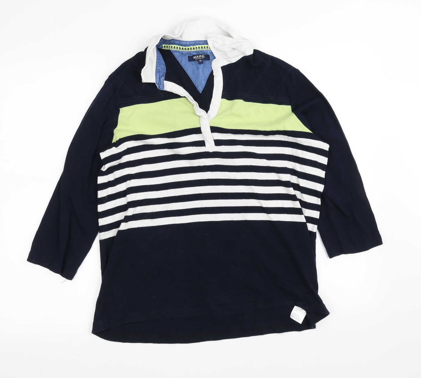 Maine New England Womens Blue Striped  Basic Polo Size 20