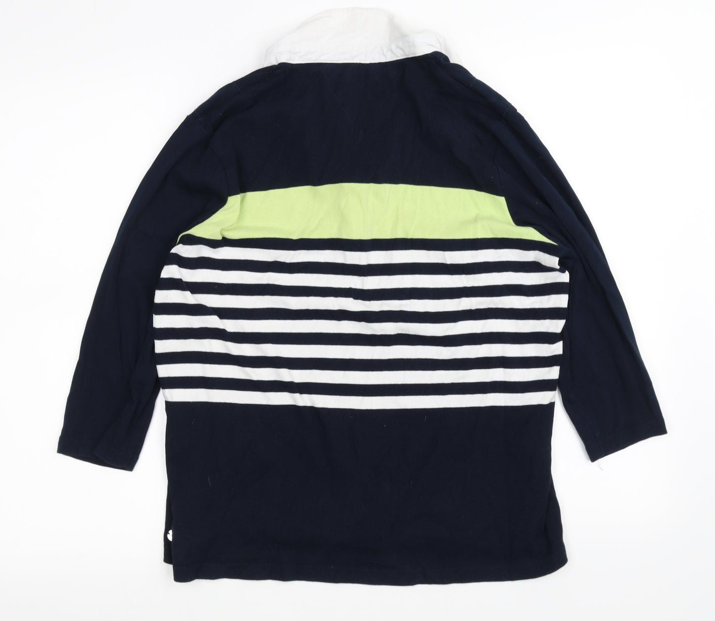 Maine New England Womens Blue Striped  Basic Polo Size 20