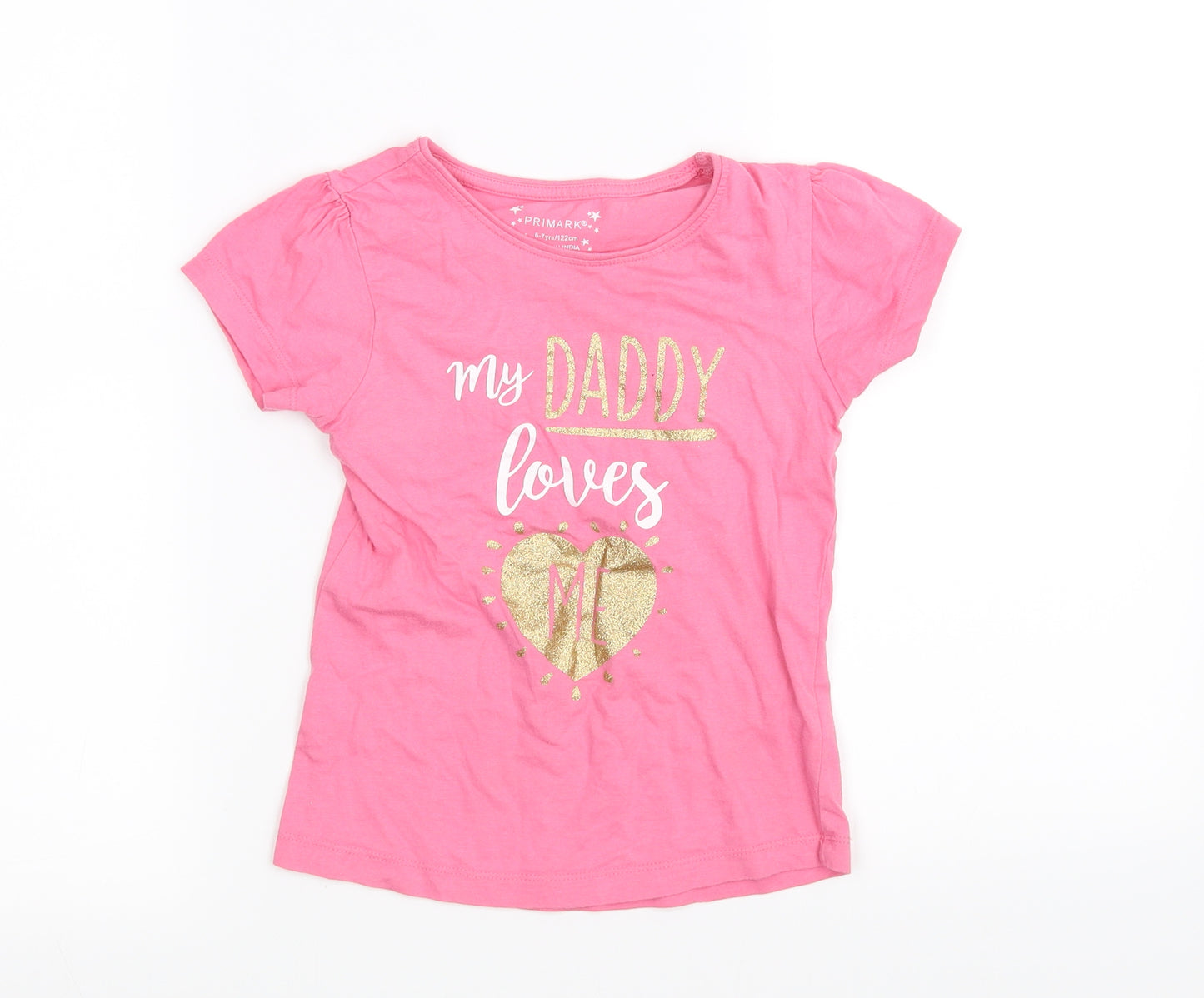 Primark Girls Pink   Basic T-Shirt Size 6-7 Years