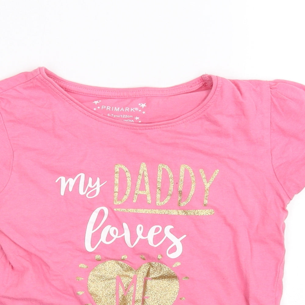 Primark Girls Pink   Basic T-Shirt Size 6-7 Years