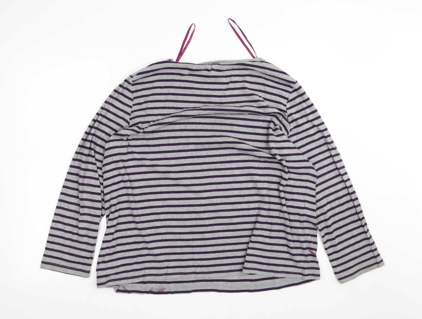 Maine New England Womens Grey Striped  Basic T-Shirt Size 22