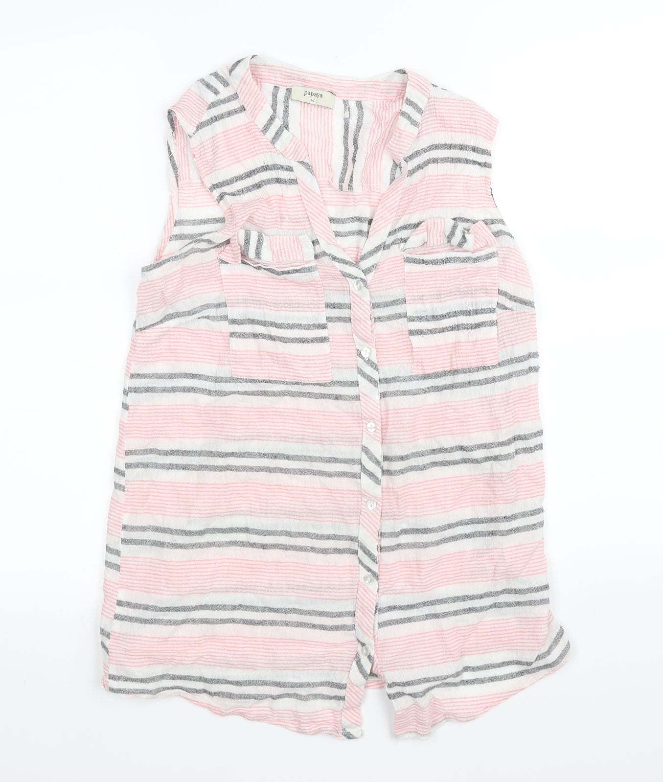 Papaya Womens Pink Striped  Basic Button-Up Size 14