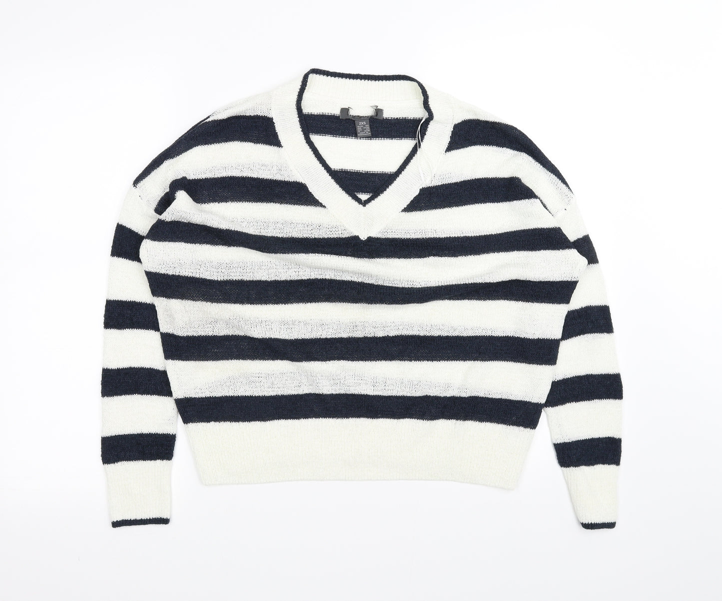 Primark Womens White Striped  Pullover Jumper Size 6