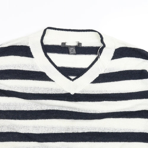 Primark Womens White Striped  Pullover Jumper Size 6