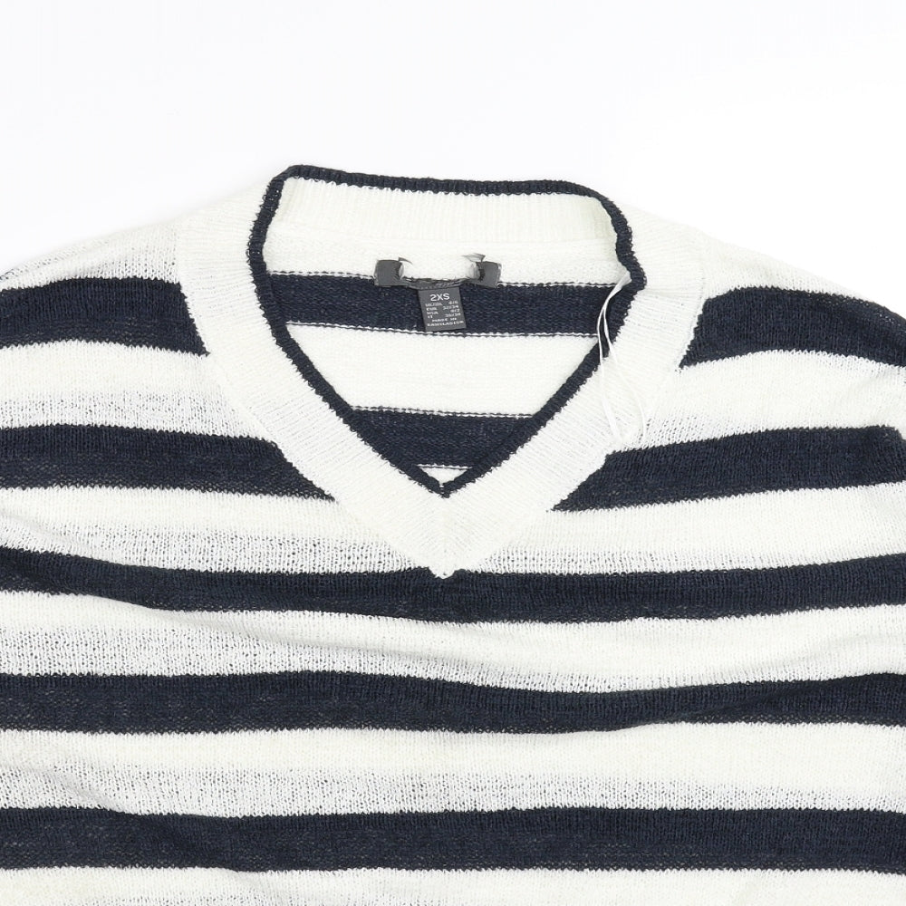 Primark Womens White Striped  Pullover Jumper Size 6