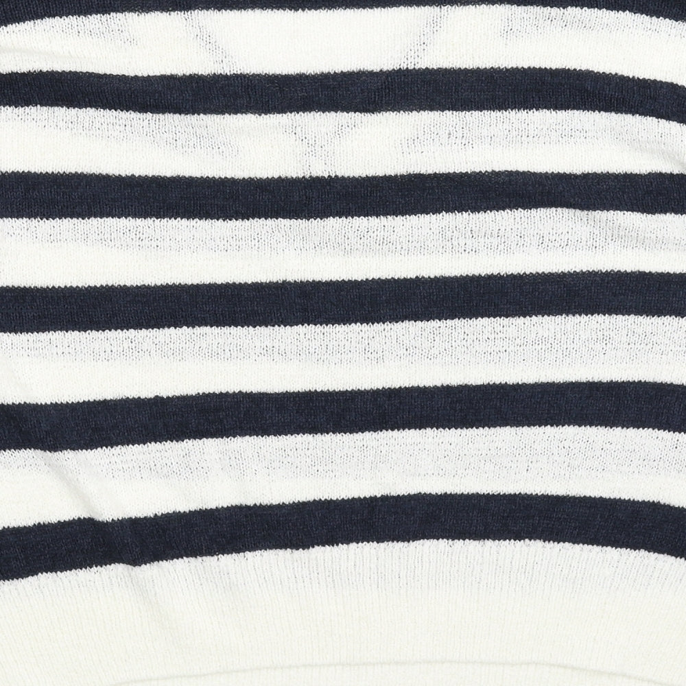 Primark Womens White Striped  Pullover Jumper Size 6