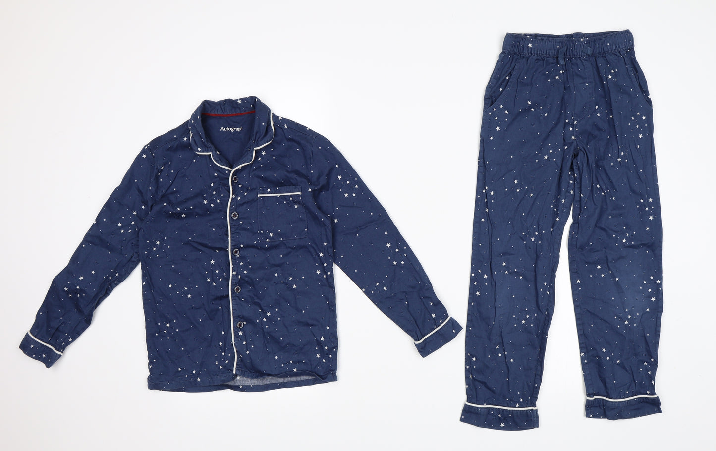 Marks and Spencer Boys Blue Polka Dot   Pyjama Set Size 7-8 Years