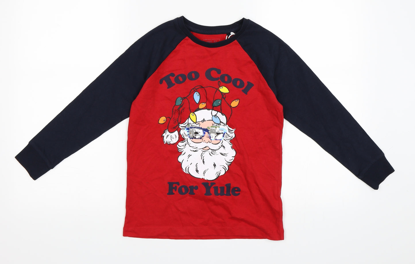NEXT Boys Red   Basic T-Shirt Size 7 Years  - Christmas Too cool for yule