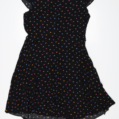 Dorothy Perkins Womens Black Animal Print  Skater Dress  Size 18