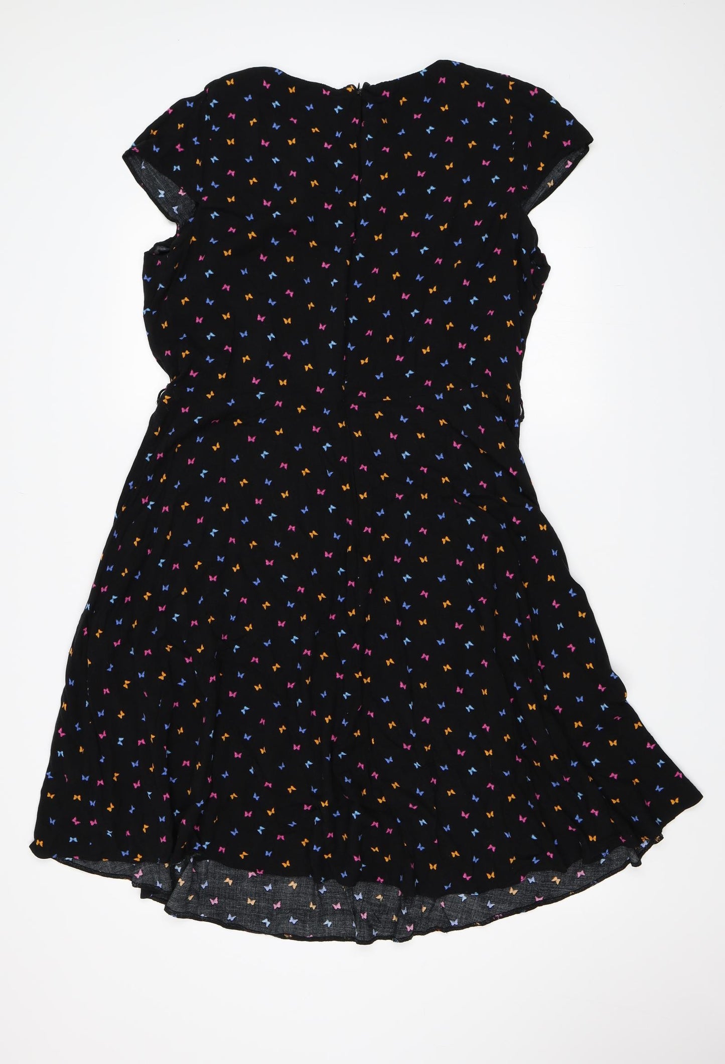 Dorothy Perkins Womens Black Animal Print  Skater Dress  Size 18