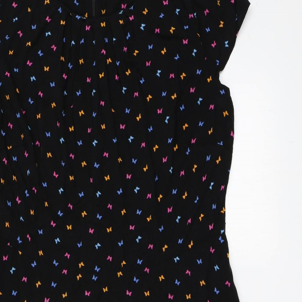 Dorothy Perkins Womens Black Animal Print  Skater Dress  Size 18