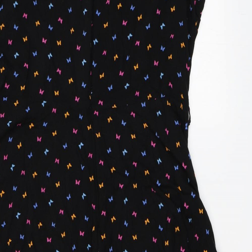 Dorothy Perkins Womens Black Animal Print  Skater Dress  Size 18