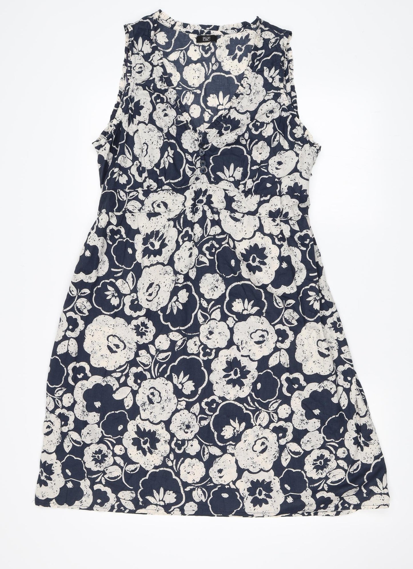F&F Womens Blue Floral  A-Line  Size 18