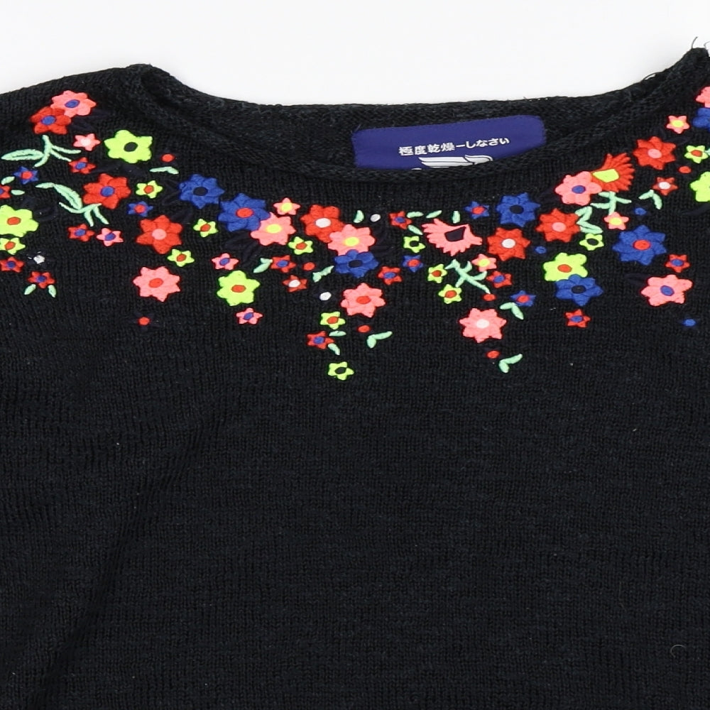 Superdry Womens Grey Floral  Pullover Jumper Size S