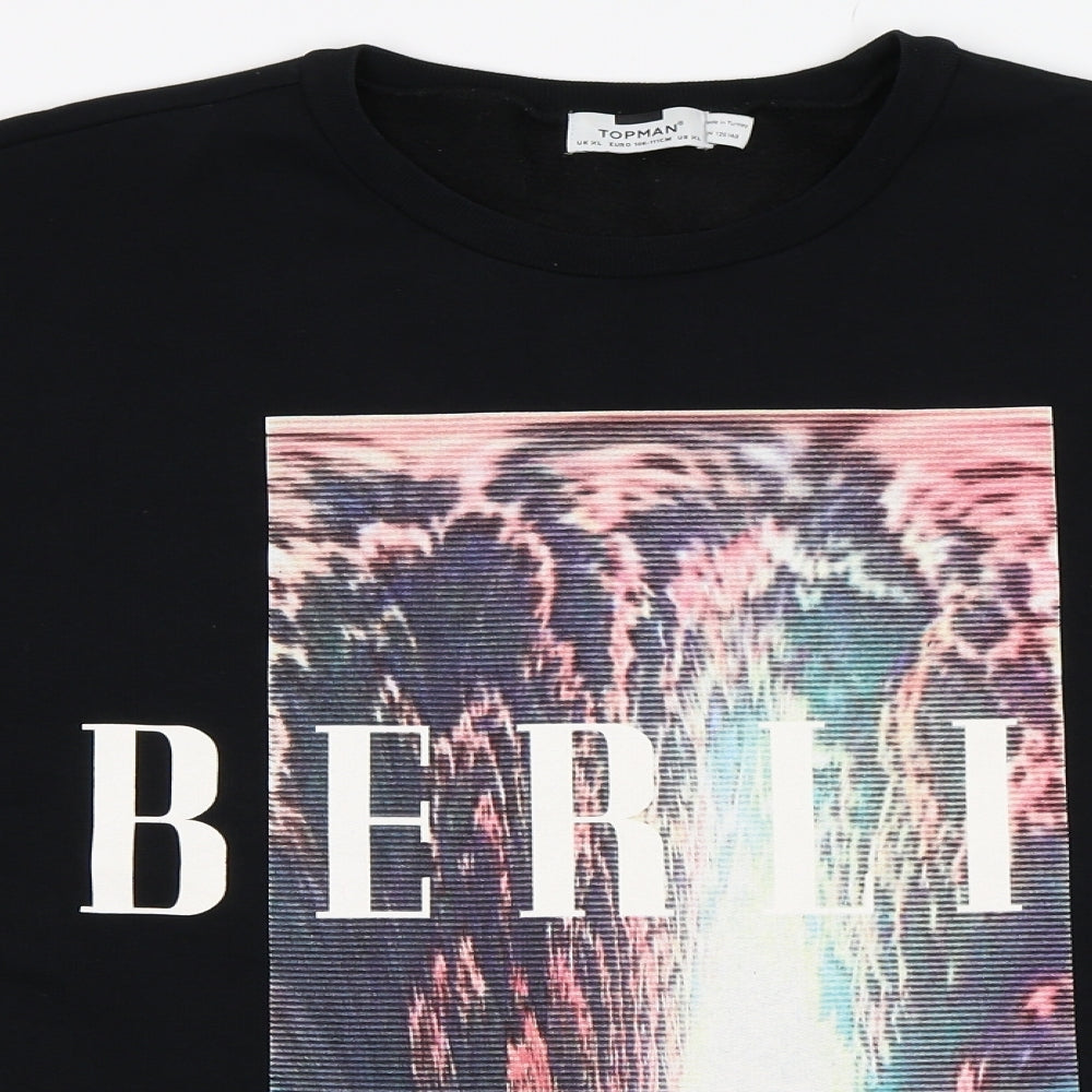 Topman Mens Black   Pullover Sweatshirt Size XL