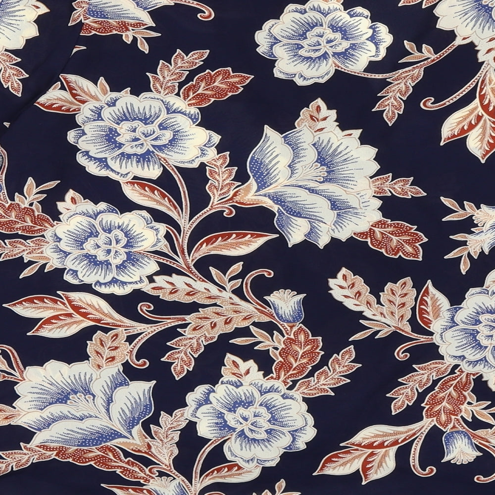 George Womens Blue Floral  Basic Blouse Size 18