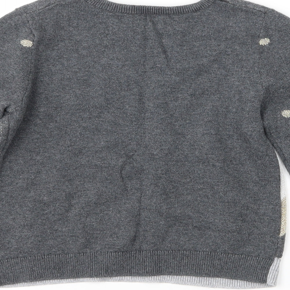 H&M Girls Grey   Pullover Jumper Size 3-4 Years  - penguin
