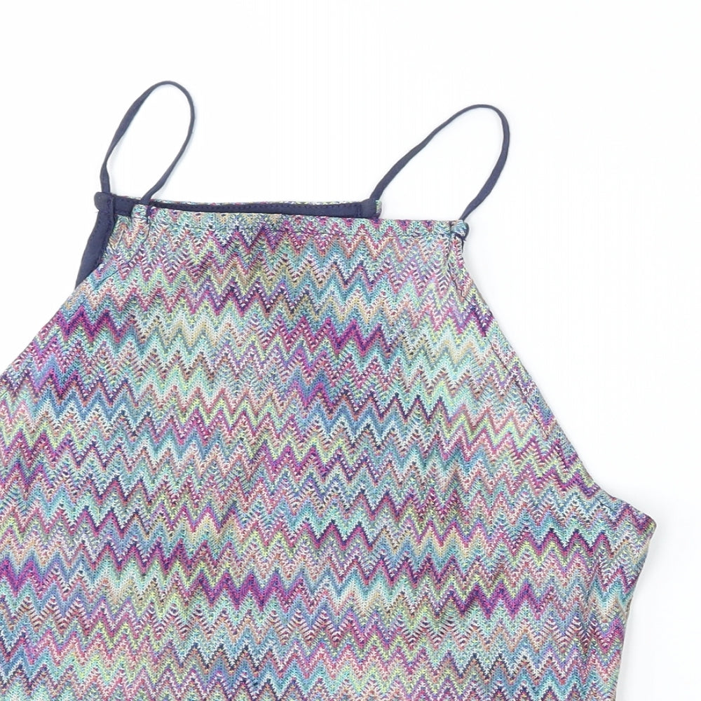 Primark Womens Purple Geometric  Cropped Tank Size 10