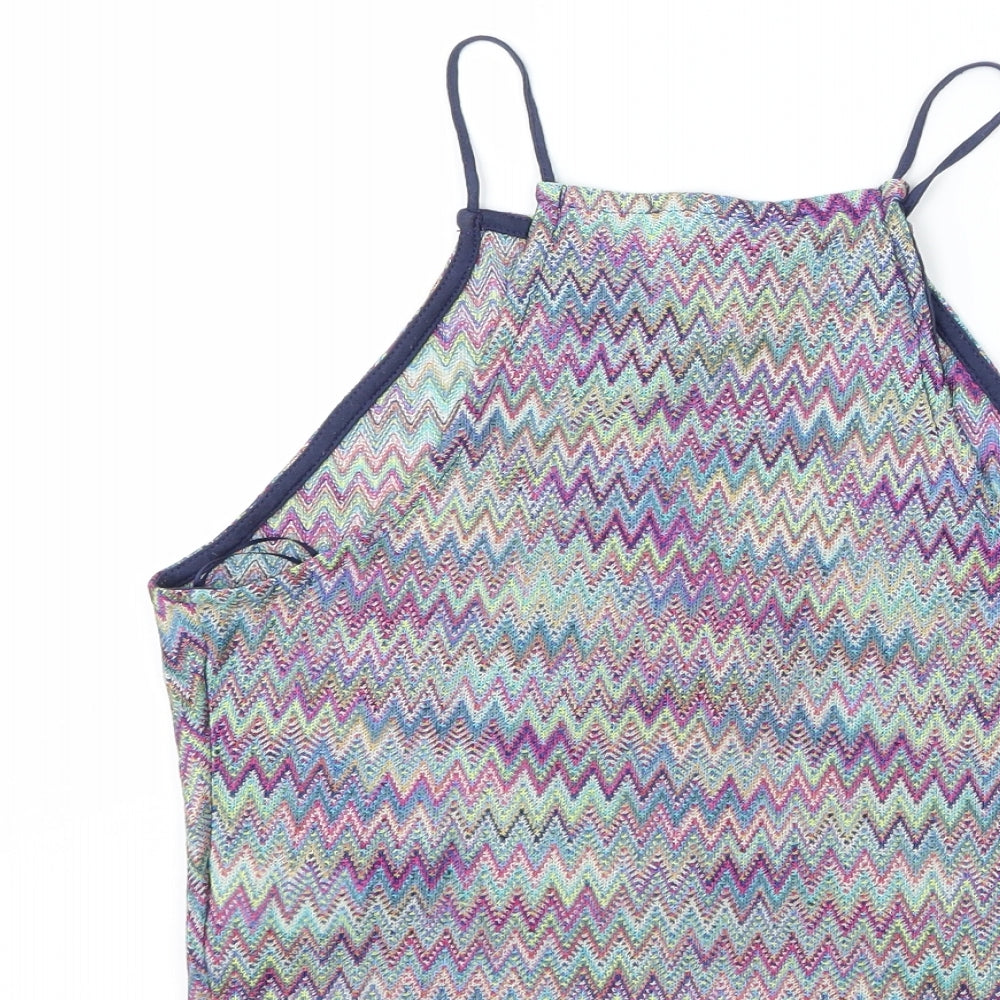 Primark Womens Purple Geometric  Cropped Tank Size 10