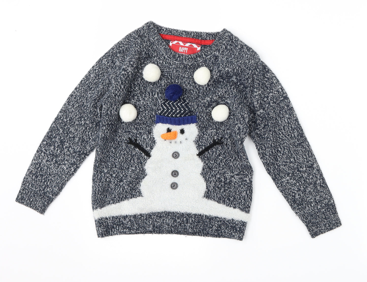 Primark Boys Blue   Pullover Jumper Size 5-6 Years  - Christmas Snowman